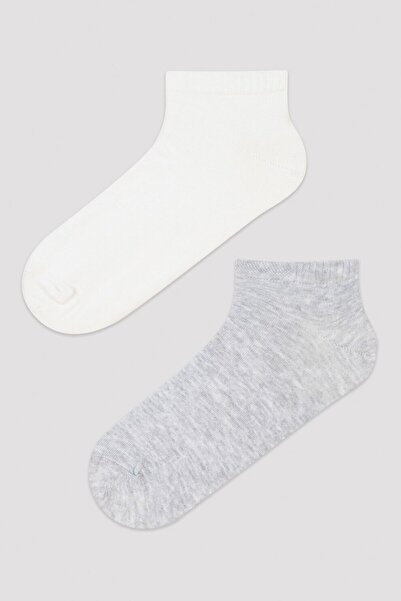 Penti , Set of Ankle Socks - 2 Pairs, White, Gray Melange, Size 43-46