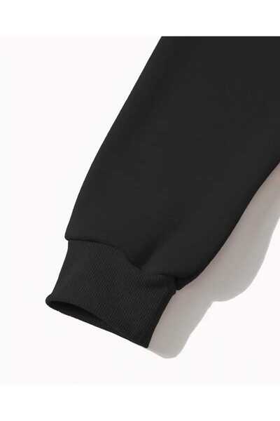 caddekombin Μαύρο φούτερ με κουκούλα Palm Angels Beach με στάμπα, με τσέπες και επένδυση από μαλλί