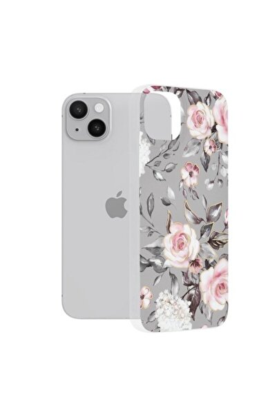 Dali Carcasă de protecție compatibilă cu Apple iPhone 14 Plus, seria Marble, silicon, Bloom of Ruth Grey, M