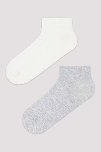 Penti , Set of Ankle Socks - 2 Pairs, White, Gray Melange, Size 43-46