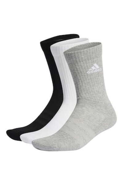 Adidas Sportswear Set of long unisex socks with ribs - 3 pairs, White, Black, Gray melange, 37-39