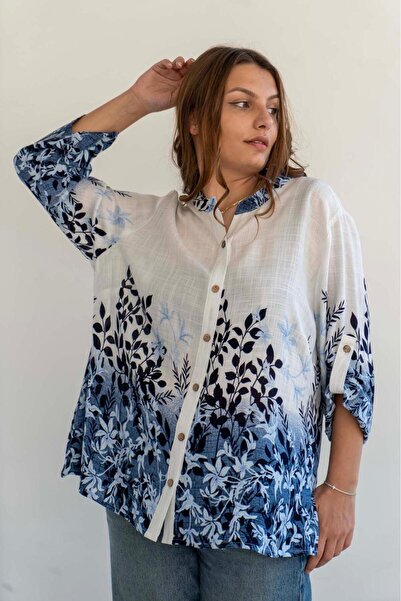 QYA Clothing Guler cu nasturi HAKİM PA bumbac O țesut E cu model LUZ