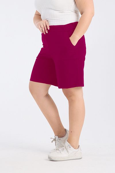 Gül Moda Μαύρο γυναικείο υφασμάτινο σορτς μεγάλου μεγέθους G122-4