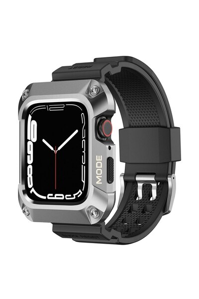 Dali Husă și curea de protecție Lito compatibile cu Apple Watch 7/8/9, 45mm, Metal RuggedArmor, model militar