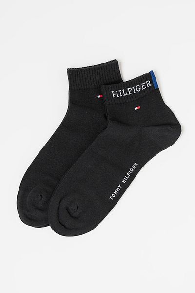 Tommy Hilfiger , Set de șosete scurte cu imprimeu logo - 2 perechi, Negru, 43-46