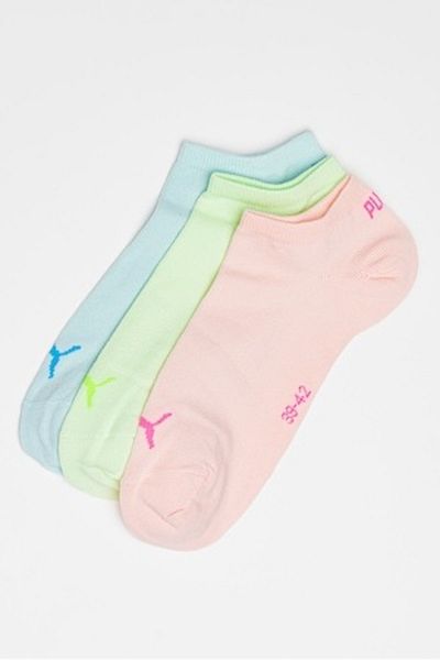 Puma - Set of unisex ankle socks - 3 pairs, Lavender Blue, Pastel Pink, Lime Green, Size 35-38
