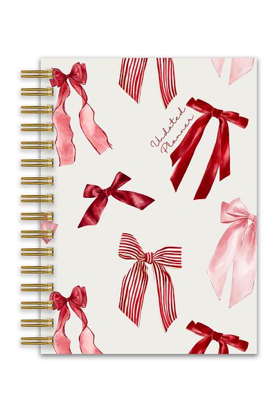 Fobinote Hard Cover A5 Spiral Agenda (Timeless Planner Agenda) Red Ribbon