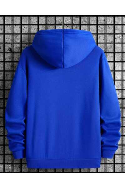 caddekombin Hanorac cu glugă cu imprimeu Man Struggles, cu buzunare, cu interior din lână, marca Saks