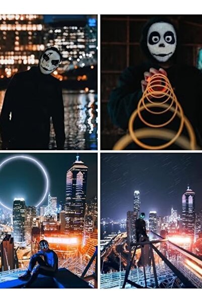 Bicchoo LED Face Mask with Bluetooth Programmable, LED Halloween Mask Digital Luminous Mask Shining Mask