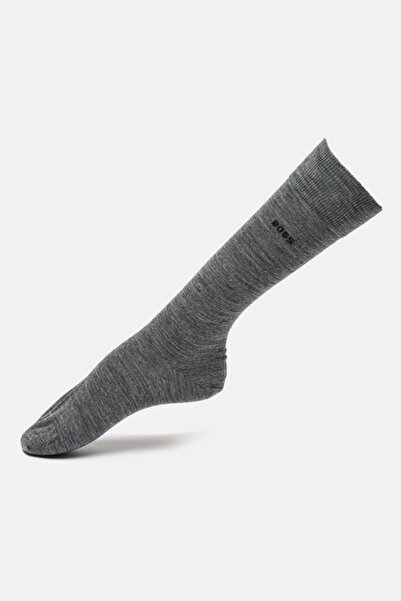 BOSS , Set of long socks made of wool blend - 2 pairs, Dark gray melange, 43-46