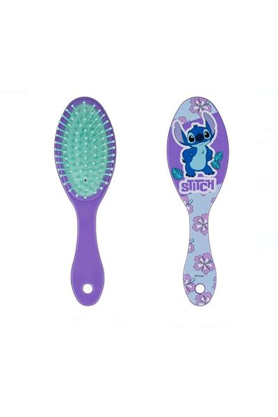 Dali Oval Hair Brush for Kids, Stitch Design, Purple