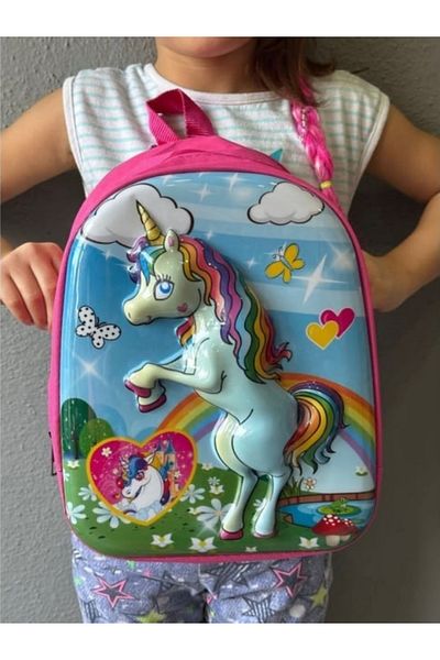 glowfit 5d Embossed Unicorn Kindergarten Creșă și Geantă de utilizare zilnică