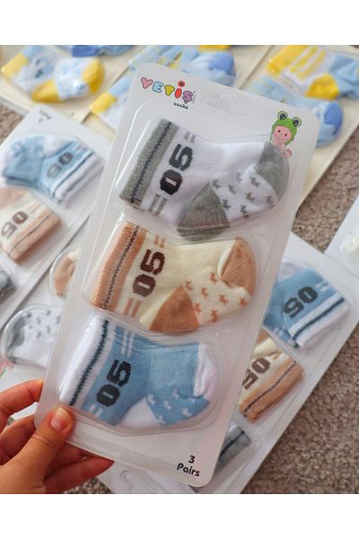 TinyAlp 3 Pack Newborn Organic Cotton Soft Baby Soft Colored Socks