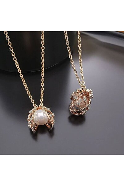 passion silver Ananas Figürlü İncili Kolye 14k Gold Kaplama Kadın