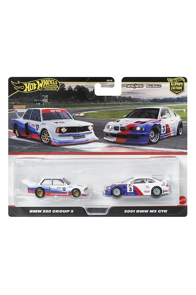 HOT WHEELS PREMIUM SET 2 MASINUTE METALICE BMW 320 GROUP 5 SI BMW 3 GTR 2001 SCARA 1:64
