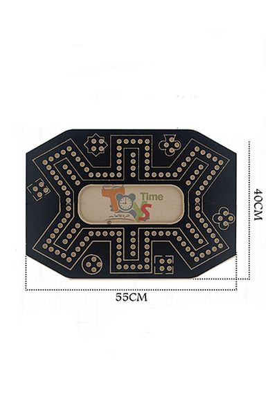 TİME Traditional Wooden Board Game – Hexagonal Wooden Jackaroo Game (55 × 40 cm) with Playing