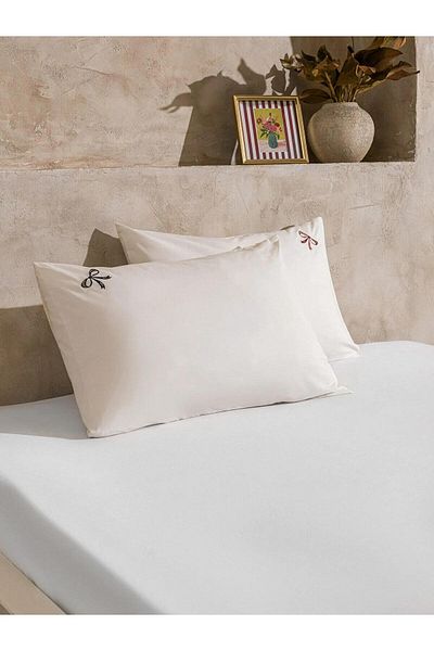 LC Waikiki Lcw Home Bow Embroidered Pillow Case 2 Pcs 50X70 cm (W5)
