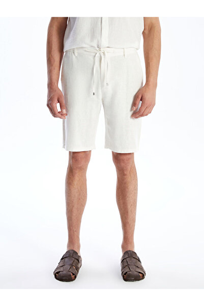 LC Waikiki Ανδρικό σορτς από λινό με στάνταρ κορμό εκρού