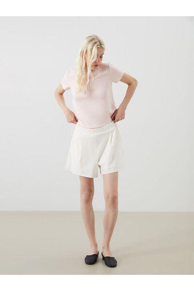 LC Waikiki Plissierte Damen-Shorts mit elastischem Bund