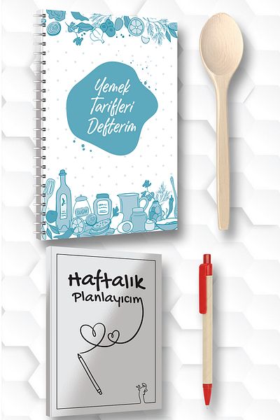 Saydam Yayınları Cooking Recipes Notebook 170*24 Size 150 Pages Weekly Planning with Pen Spoon Gifts
