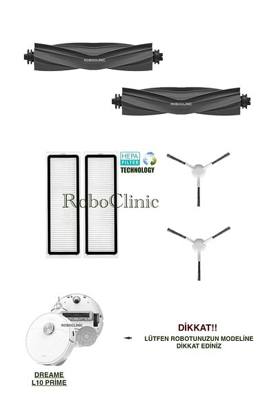 Roboclinic Replacement Brush Compatible for Dreame L10 Prime Robot Vacuum Cleaner, Hepa Filter Set-6 Pieces
