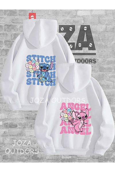 Joza Outdoors Femei Bărbați Nou Lilo Stitch Spate Imprimat Cuplu Iubitor Combinație Hanorac cu glugă Set de 2