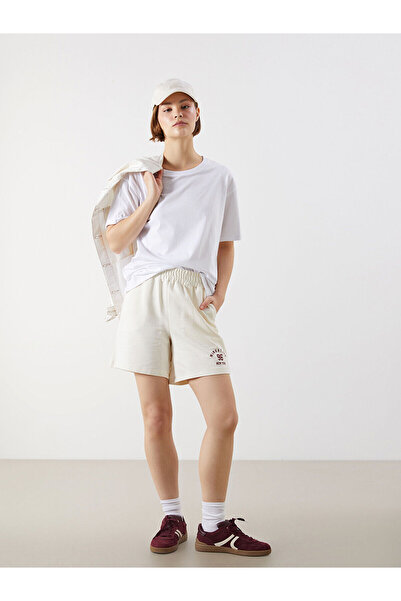 LC Waikiki Helle Elastische New York Bedruckte Damen Shorts