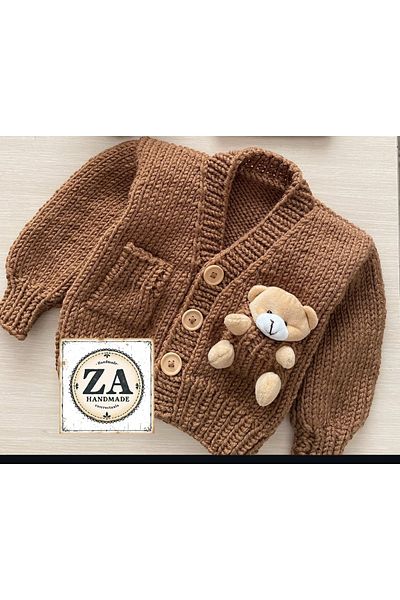 ZAHandmade Baby Cardigan with Teddy Bear