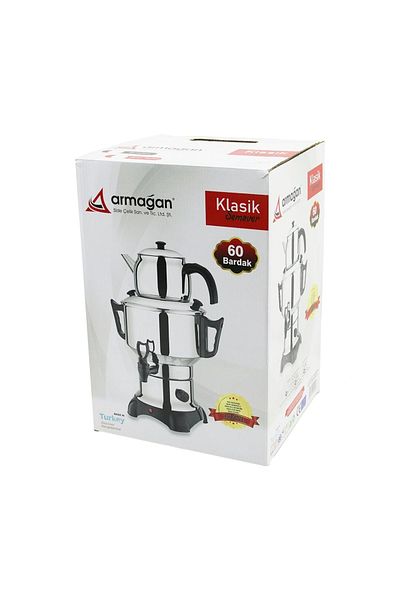 shopwave Classic Tea Set = Teapot - Electric Water Boiler Semaver 60 Cup 6Lt - Single Tap 1500W Hidden Resistance