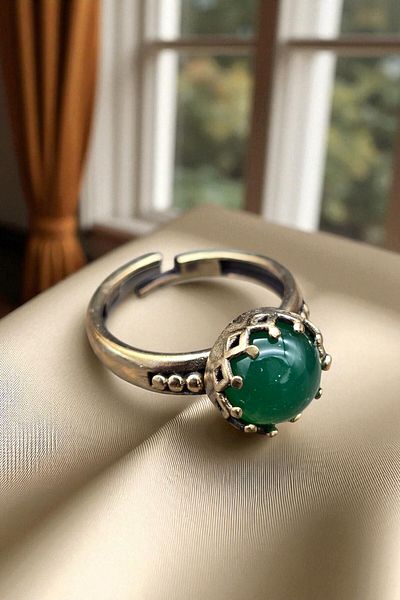 NBS Beautiful Naturel Stones Ring Pure Copper Adjustable Aventurine Stone Special Design (Daily, Gift, Special Occasions)