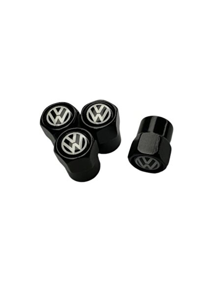 MAF Set 4 capace de valvă pentru anvelope auto din aluminiu, Hexagon, Volkswagen, Negru