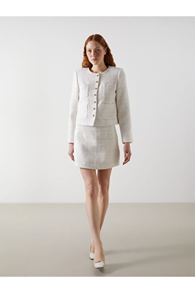 LC Waikiki Vizyon New Season Women's Tweed Shorts Skirt with Zipper at the Waist