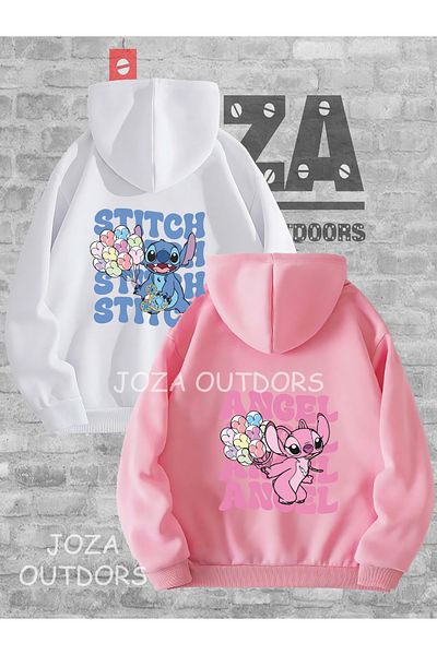 Joza Outdoors Femei Bărbați Nou Lilo Stitch Spate Imprimat Cuplu Iubitor Combinație Hanorac cu glugă Set de 2