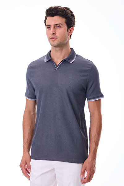 RAVANELLI Чоловіча футболка з бавовняної тканини, що не дає усадки, з вузьким облягаючим коміром поло