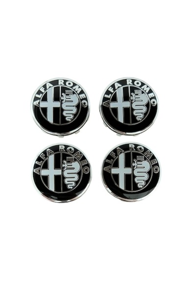 MAF Σετ 4 καπάκια τροχών Alfa Romeo 60 mm, λευκό μαύρο