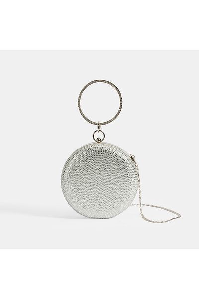 Desa Women's Silver Stone Detailed Evening Handbag