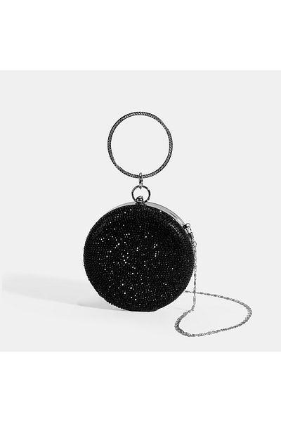 Desa Women's Black Stone Detailed Evening Handbag