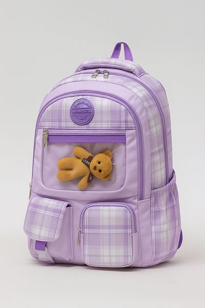 NEMO BAGS Lilac Kawaii Korean Style Pattern Backpack, Waterproof Teddy Bear School Bag, 40X28X18Cm