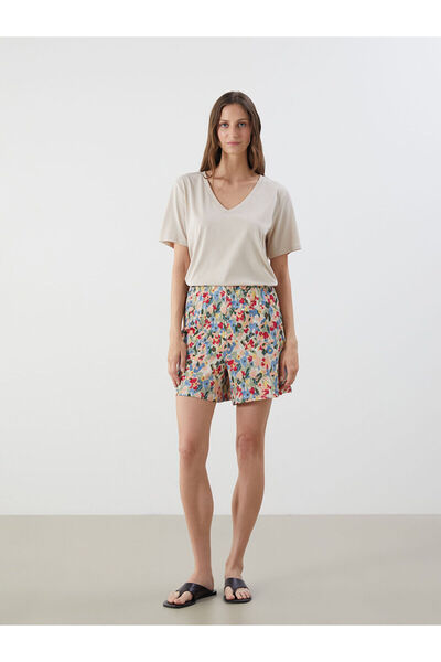 LC Waikiki Seray New Season Elastic Waist Floral Women's Shorts