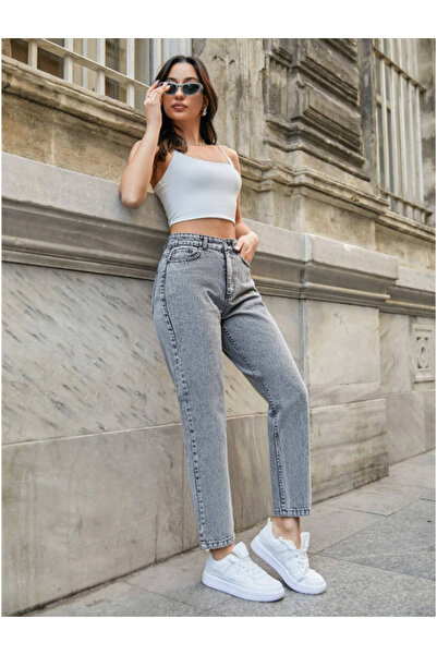 SHEVEGA Füme Yüksek Bel Likralı Boyfriend Mom Jean