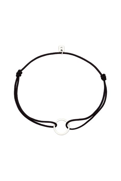 KUZZOI Brățară Bărbați Cerc Lanț Nylon Negru Argint 925 19 cm
