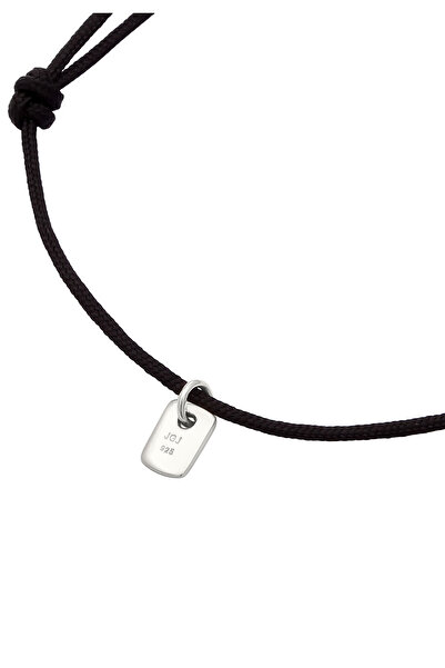 KUZZOI Bracelet Bracelet Men Circle Nylon Chain Black 925 Sterling Silver 19 cm