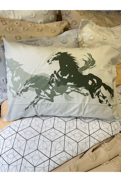 ŞENER HOME 100% Cotton Ranforce 2-Piece Hobby Pillow Case 50X70 cm