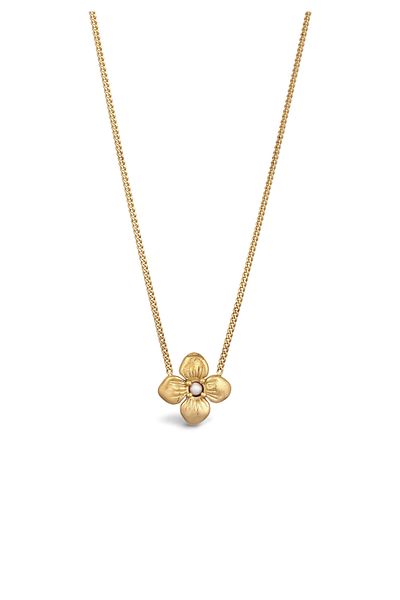 ELLI Necklace Necklace with pearls Women Flower pendant Armouredchain Synthetic Pearl White 925 Sterling