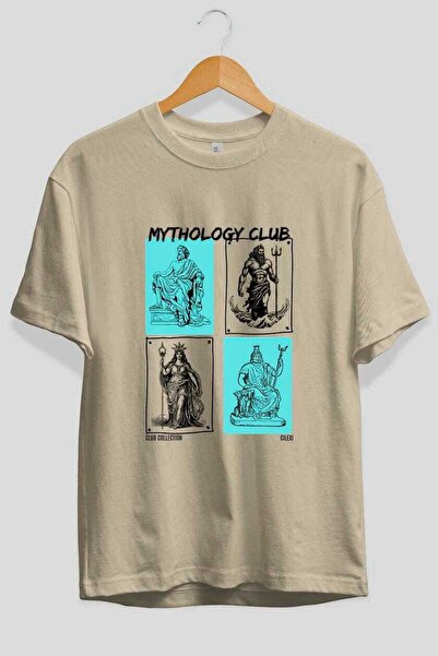 Ankhises Mythology Club μπροστινό εμπριμέ μπλουζάκι Oversize Ανδρικό Γυναικείο 100% βαμβακερό μπλουζάκι με λαιμόκοψη