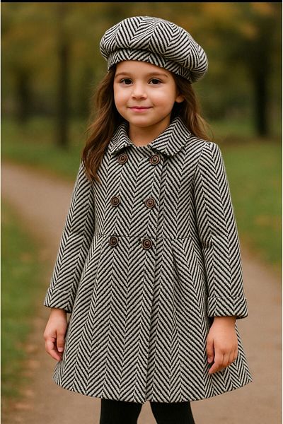 renkli diyar Winter kids cashmere coat with hat