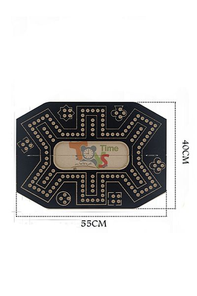 TİME Foldable Hexagonal Jackaroo Board Game – 55 × 40 cm, with Playing Cards and Colored Marbles
