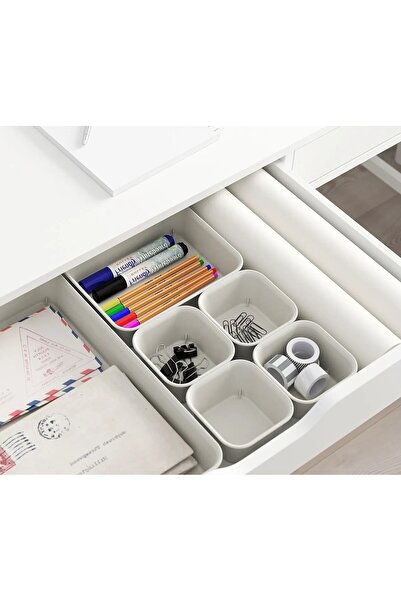 IKEA 3 bucăți cutii organizatoare pentru dulap, set de 3 sertare de depozitare pentru birou, din plastic, culoare bej