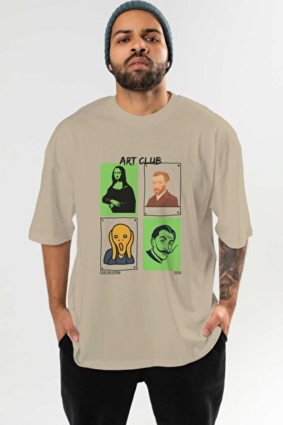 Ankhises Art Club μπροστινό εμπριμέ μπλουζάκι Oversize Ανδρικό Γυναικείο 100% βαμβακερό μπλουζάκι με λαιμόκοψη