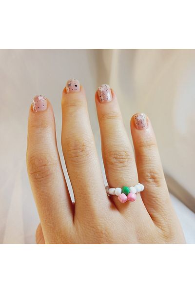 Crystal Atelier Miyuki Bead Cherry Ring-Cherry Ring-Miyuki Ring-Minimal Cherry Ring-Bead Ring-Braid Ring